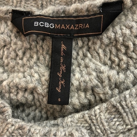 BCBG MaxAzria vintage cropped cabled sweater short sleeve wool grey S - Picture 6 of 9